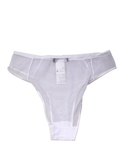 Dolce & Gabbana White Sheer Silk Stretch High Brief Underwear