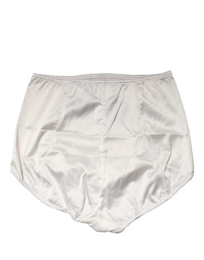 Dolce & Gabbana White Silk Blend High Waist Girdle Panty Underwear