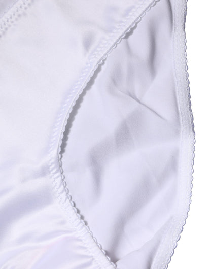 Dolce & Gabbana White Silk Stretch Mid Waist Brief Panty Underwear
