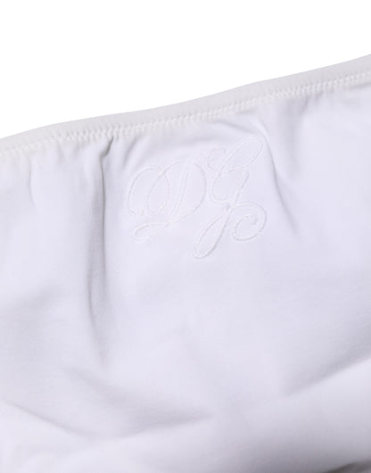Dolce & Gabbana White Nylon Stretch Mid Waist Brief Panty Underwear