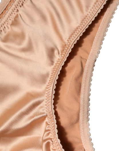 Dolce & Gabbana Beige Silk Stretch Mid Waist Brief Panty Underwear