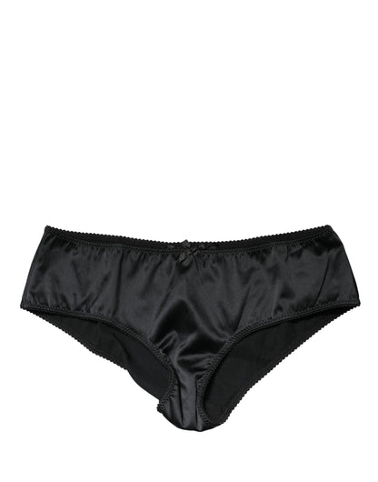 Dolce & Gabbana Black Silk Stretch Mid Waist Brief Panty Underwear
