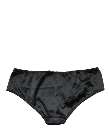 Dolce & Gabbana Black Silk Stretch Mid Waist Brief Panty Underwear