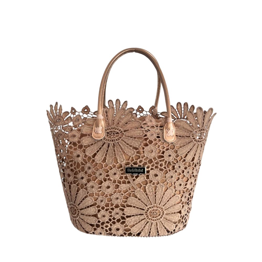 Drawstring Pouch Shoulder Bag by Baldinini Trend for women in polyurethane brown, floral & signature presents a statuesque silhouette, showcasing a secure drawstring and statuesque with versatile handle for a sophisticated look.