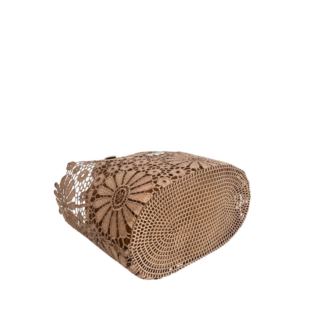 Drawstring Pouch Shoulder Bag by Baldinini Trend for women in polyurethane brown, floral & signature features a statuesque silhouette, showcasing a secure drawstring and statuesque with versatile handle for a statuesque finish.