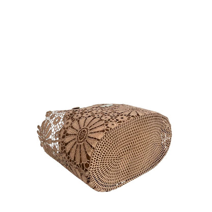 Drawstring Pouch Shoulder Bag by Baldinini Trend for women in polyurethane brown, floral & signature features a statuesque silhouette, showcasing a secure drawstring and statuesque with versatile handle for a statuesque finish.