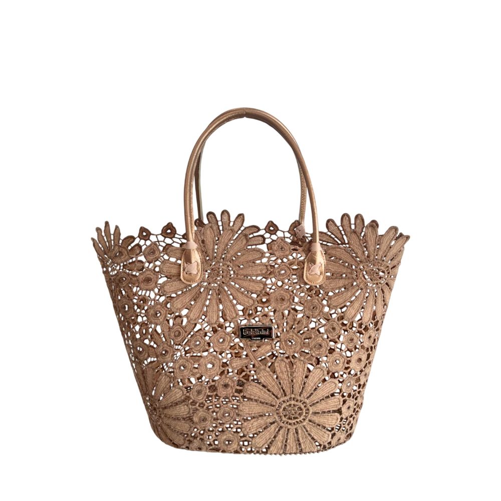 Drawstring Pouch Shoulder Bag by Baldinini Trend for women in polyurethane brown, floral & signature showcases a statuesque silhouette, artfully detailed with a secure drawstring, organized , and versatile handle for a statuesque look.