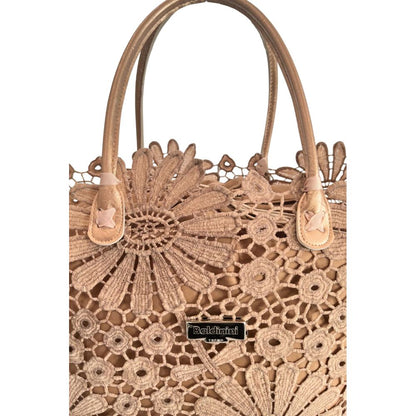 Drawstring Pouch Shoulder Bag by Baldinini Trend for women in polyurethane brown, floral & signature features a stately silhouette, showcasing a secure drawstring, ample , and stately handle for a stately finish.