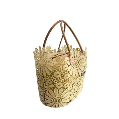 Drawstring Pouch Shoulder Bag by Baldinini Trend for women in polyurethane beige & floral presents a statuesque silhouette, showcasing a secure drawstring and statuesque with versatile handle for a sophisticated look.
