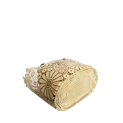 Drawstring Pouch Shoulder Bag by Baldinini Trend for women in polyurethane beige & floral features an effortlessly chic silhouette with a secure drawstring, ample , and versatile handle for effortlessly chic everyday luxury.