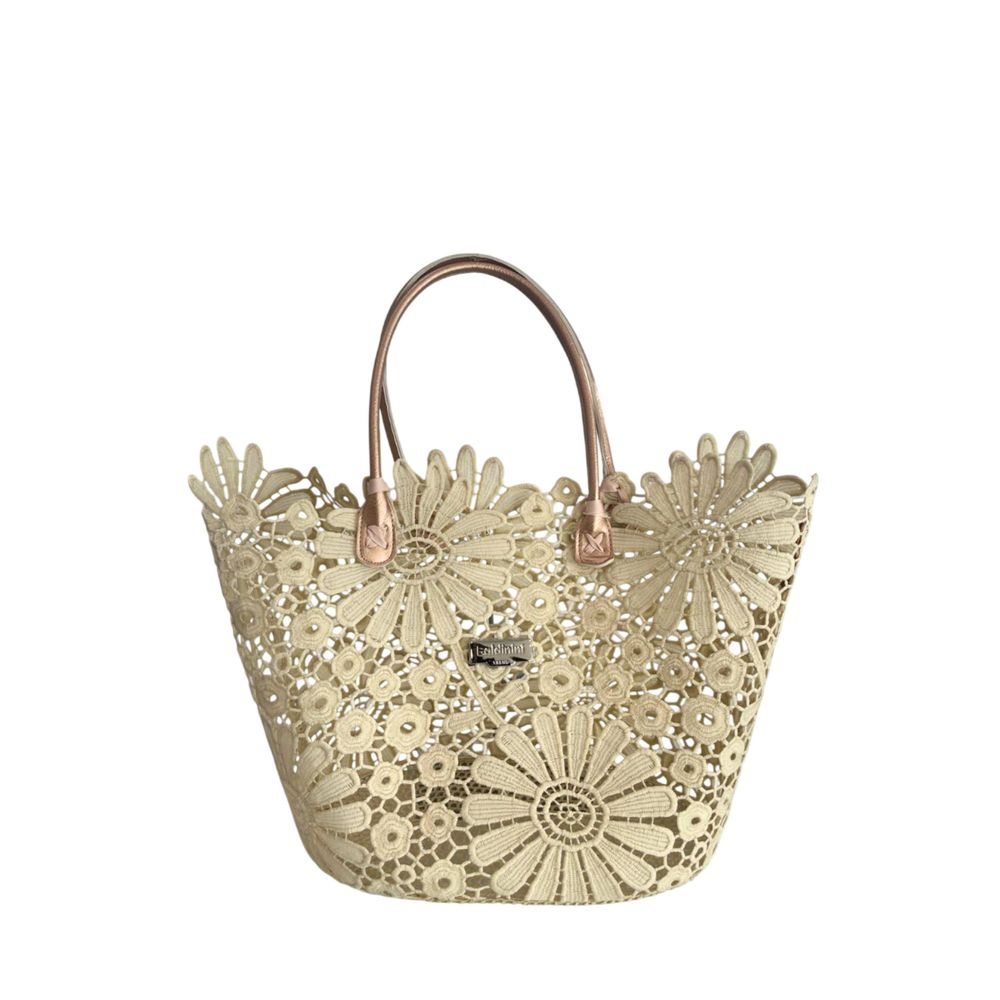 Drawstring Pouch Shoulder Bag by Baldinini Trend for women in polyurethane beige & floral showcases a statuesque silhouette, artfully detailed with a secure drawstring, organized , and versatile handle for a statuesque look.