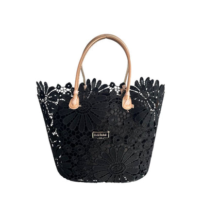 Drawstring Pouch Shoulder Bag by Baldinini Trend for women in polyurethane black, patterned & floral features an effortlessly chic silhouette with a secure drawstring, ample , and versatile detachable-strap & handle for effortlessly chic everyday luxury.