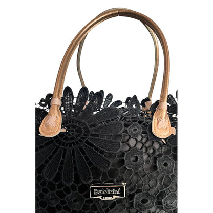 Drawstring Pouch Shoulder Bag by Baldinini Trend for women in polyurethane black, patterned & floral features a stately silhouette, showcasing a secure drawstring, ample , and stately detachable-strap & handle for a stately finish.