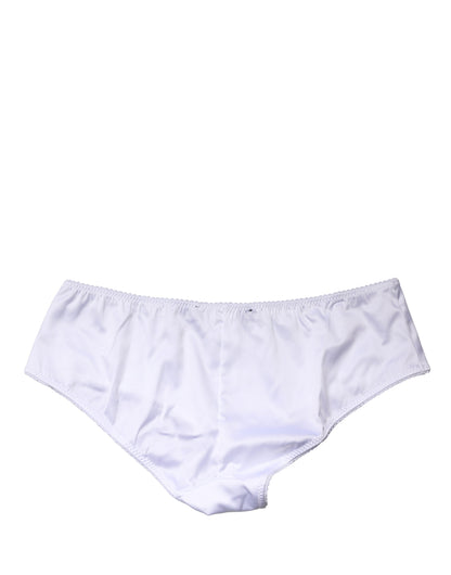 Dolce & Gabbana White Silk Stretch Mid Waist Brief Panty Underwear