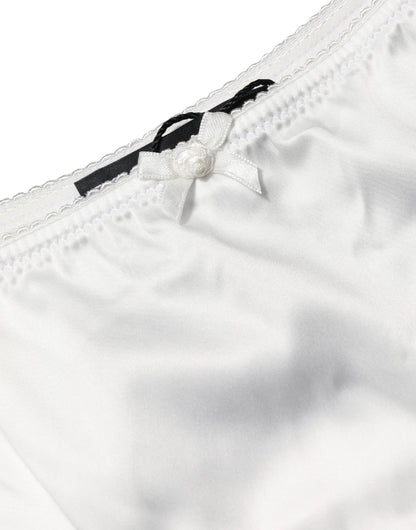 Dolce & Gabbana White Silk Stretch Mid Waist Brief Panty Underwear