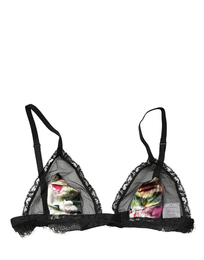 Dolce & Gabbana Black Floral Soft Cup Triangle Bra Underwear