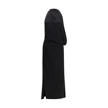 Dress by Max Mara for women in viscose black features an sultry silhouette defined by a halter neckline and sleeveless, falling to an sultry long for a sultry look.