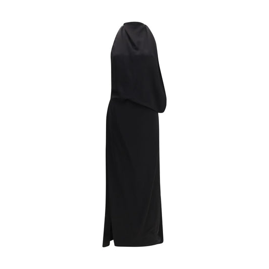 Dress by Max Mara for women in viscose black features an sultry silhouette defined by a halter neckline and sleeveless, falling to an sultry long for a sultry look.