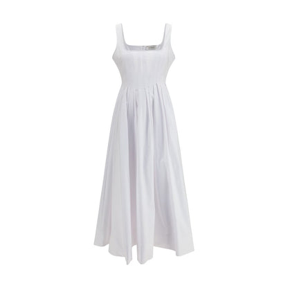 Dress by Max Mara for women in cotton canvas white showcases a striking silhouette, elegantly detailed with a sleeveless, refined square neckline, and a striking long for a striking finish.