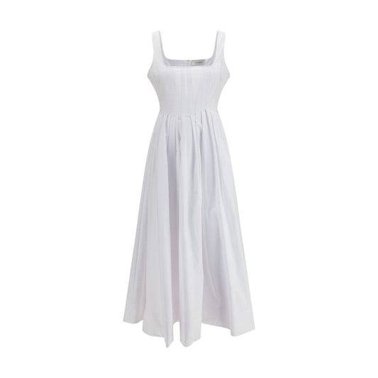 Dress by Max Mara for women in cotton canvas white showcases a striking silhouette, elegantly detailed with a sleeveless, refined square neckline, and a striking long for a striking finish.