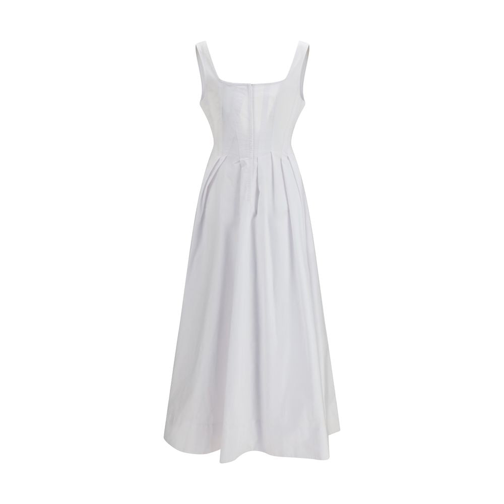Dress by Max Mara for women in cotton canvas white features an eye catching silhouette with a sophisticated square neckline, elegant , and a refined long for a eye catching aesthetic.