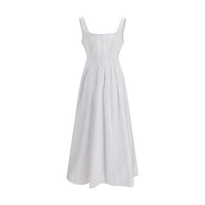 Dress by Max Mara for women in cotton canvas white features an eye catching silhouette with a sophisticated square neckline, elegant , and a refined long for a eye catching aesthetic.