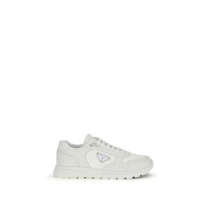Prada Men's Athletic Nylon Leather Sneakers - White