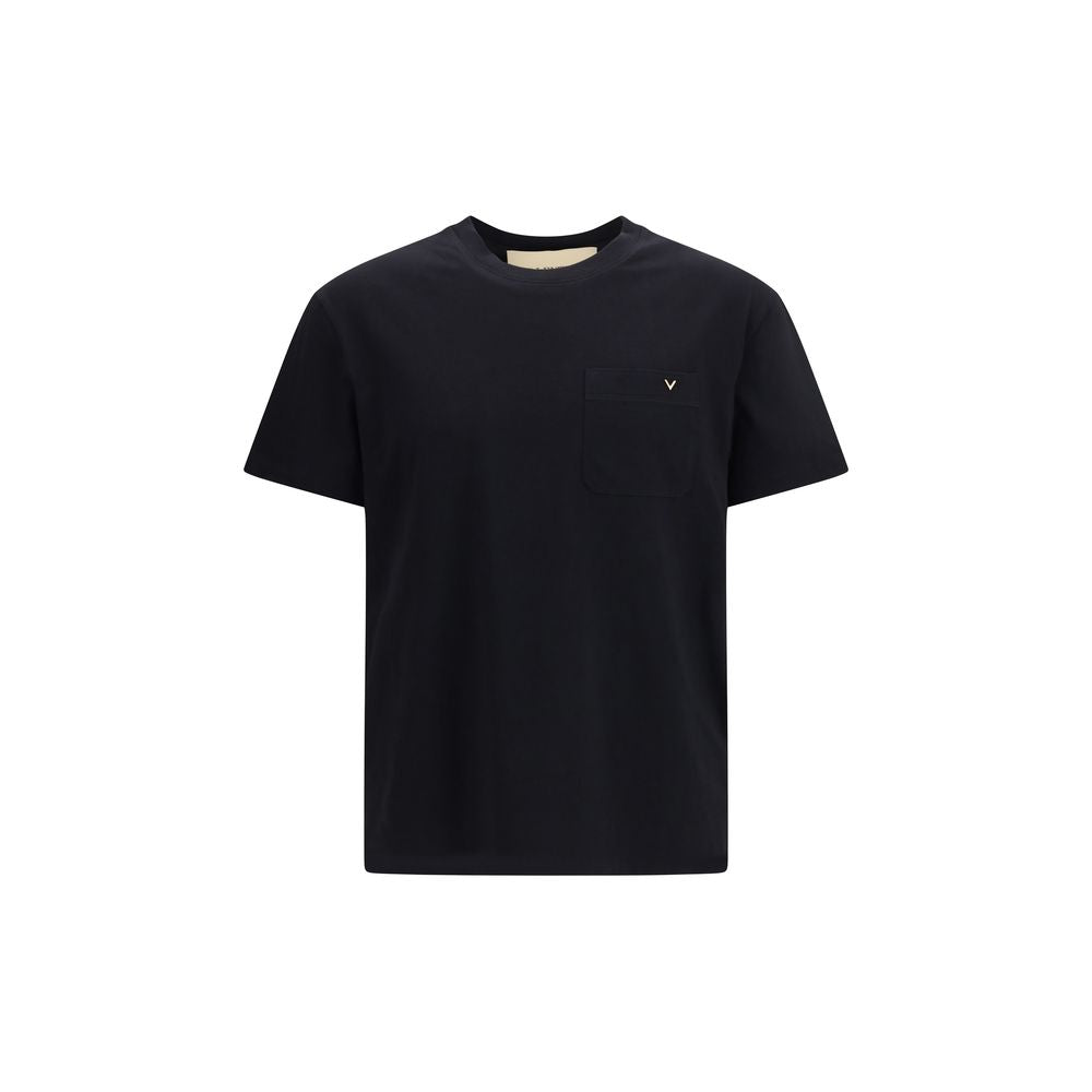 T-Shirt by Valentino Garavani for men in cotton black showcases a unassuming silhouette, artfully detailed with a refined and unassuming for a sophisticated, contemporary look.