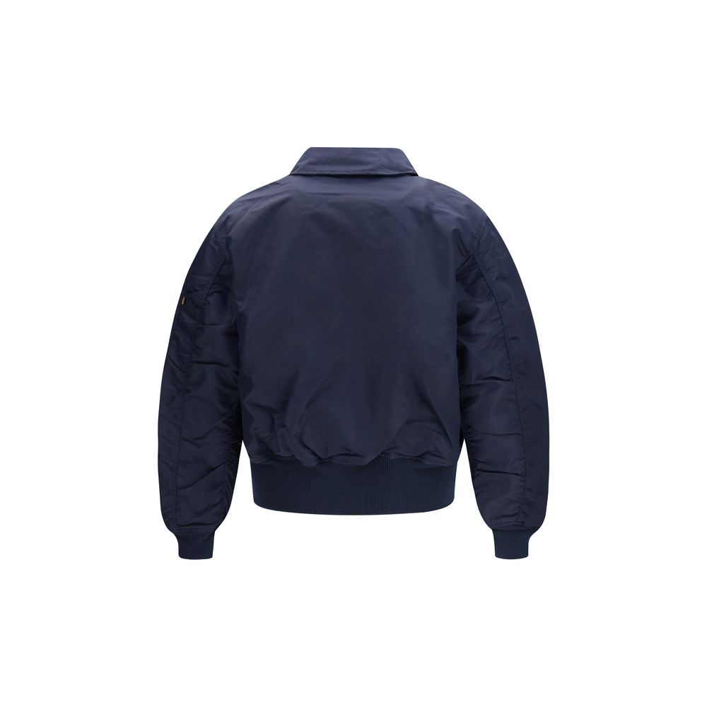 Bomber Jacket by GR10K for men in nylon blue features an on trend silhouette, showcasing refined pockets and a sophisticated for a truly on trend finish.