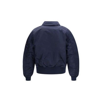 Bomber Jacket by GR10K for men in nylon blue features an on trend silhouette, showcasing refined pockets and a sophisticated for a truly on trend finish.