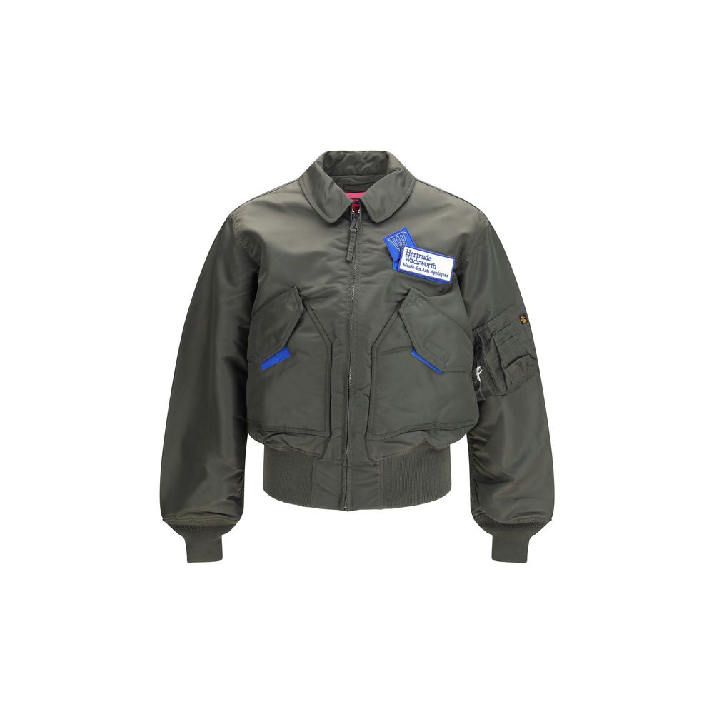 Bomber Jacket by GR10K for men in nylon bicolour features a dramatic silhouette, showcasing a sophisticated and distinctive pockets for a dramatic aesthetic.