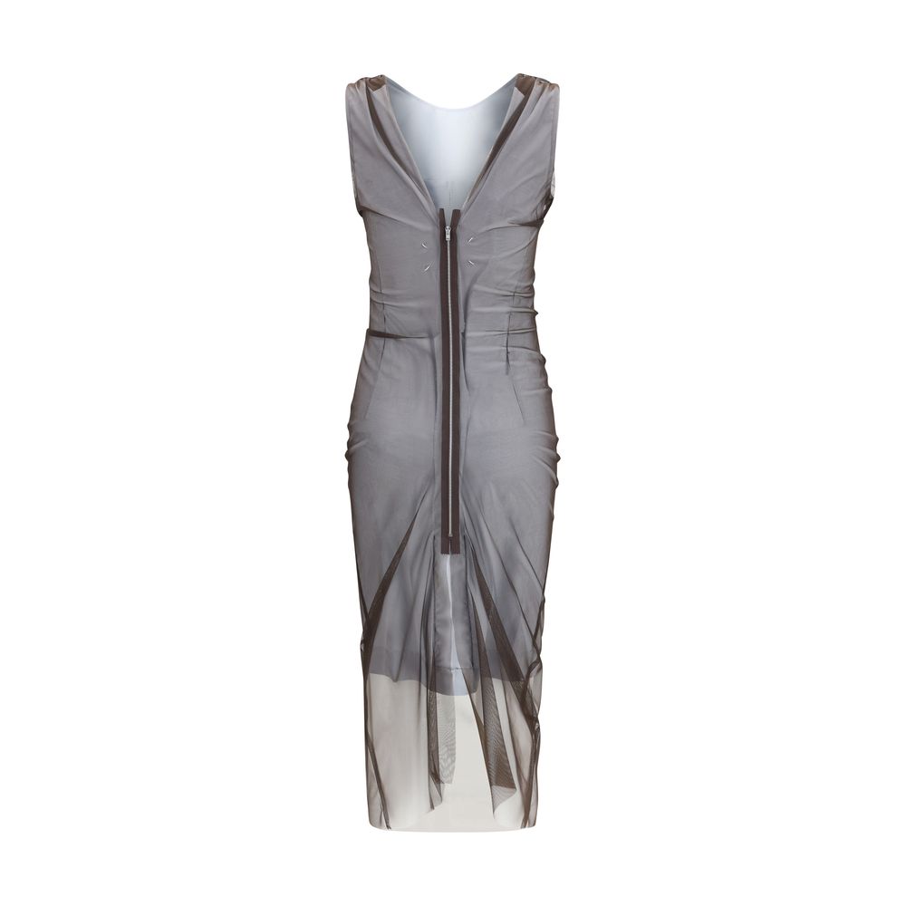 Dress by Maison Margiela for women in stretch polyamide brown features an magnificent silhouette, artfully detailed with a magnificent and that flows into an magnificent midi.