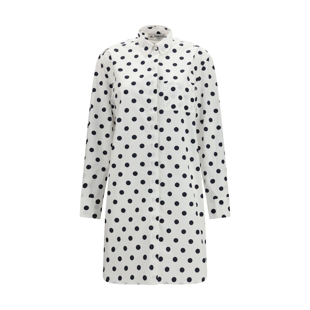 Dress by Fiorucci for women in cotton black, multicolor, white, patterned & print features an eye catching silhouette with a sophisticated , elegant long-sleeve, and a refined midi for a eye catching aesthetic.