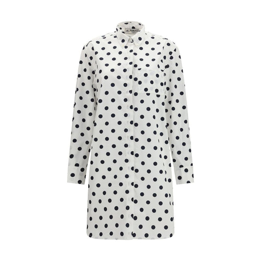 Dress by Fiorucci for women in cotton black, multicolor, white, patterned & print features an eye catching silhouette with a sophisticated , elegant long-sleeve, and a refined midi for a eye catching aesthetic.