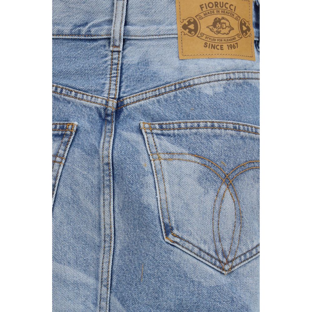 Skirt by Fiorucci for women in denim cotton blue & print showcases a dramatic silhouette, artfully capturing the essence of the Women's Denim Mid Rise Cotton Mini Skirt in a dramatic mini cut for a refined look.
