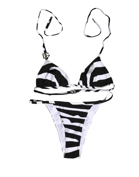 Dolce & Gabbana Women's Stretch Nylon Bikini - Black White Zebra