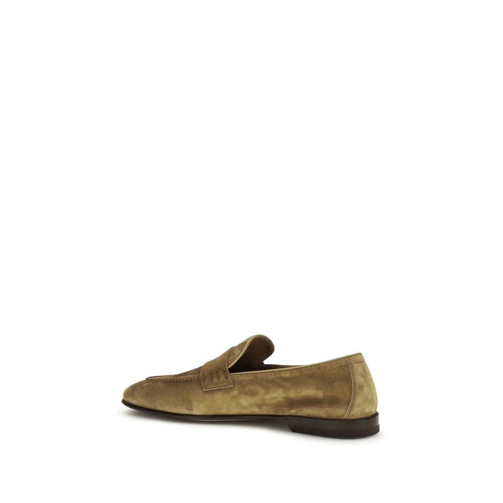Loafer Slip-On Strap Shoes by Bally for men in bos taurus calf suede leather beige showcases a impeccable silhouette as Men's Bos Taurus Calf Suede Leather Loafer Slip-On Strap Shoes, artfully designed with a impeccable and refined almond toe style for a impeccable finish.