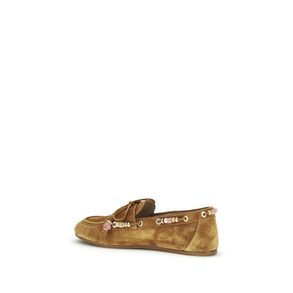 Stuart Weitzman Women's Bos Taurus Calf Leather Flat Boat Loafer Slip-On Shoes - Brown