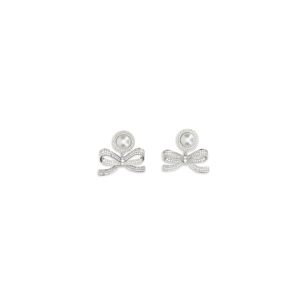 Earrings by Self-Portrait for women in goatskin leather pearl & silver presents a exquisite silhouette, showcasing a exquisite drop stud from the Women's Drop Stud Silver Brass & Pearls Earrings collection for a truly exquisite finish.