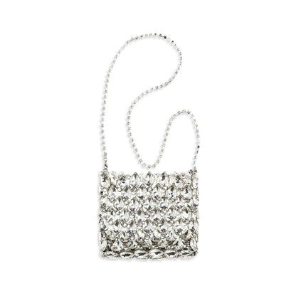 Drawstring Shoulder Bag by Self-Portrait for women in polyester leather & crystal pink & silver features a effortless chic silhouette with a secure drawstring, ample , and versatile for a effortless chic finish.