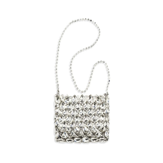 Drawstring Shoulder Bag by Self-Portrait for women in polyester leather & crystal pink & silver features a effortless chic silhouette with a secure drawstring, ample , and versatile for a effortless chic finish.