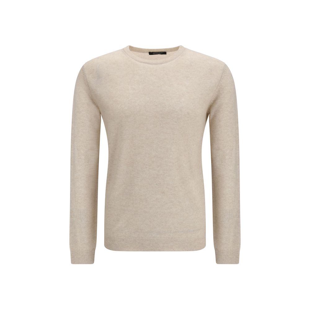 Sweater by Aragona Cashmere for men in cashmere linen & capra leather beige & signature showcases an masterful silhouette, artfully detailed with a masterful and for a sophisticated, premium finish.