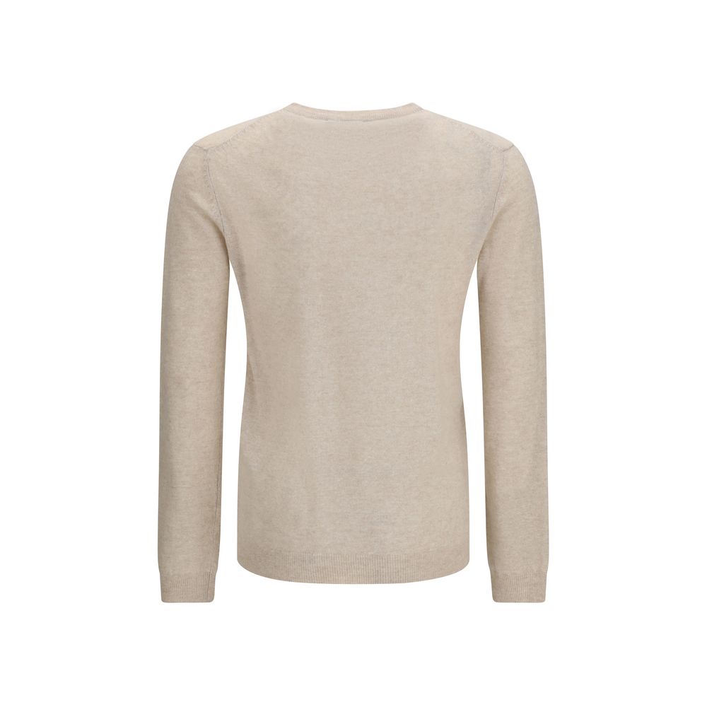 Sweater by Aragona Cashmere for men in cashmere linen & capra leather beige & signature showcases a downtown chic silhouette, artfully finished with a downtown chic and for a sophisticated, high-end look.