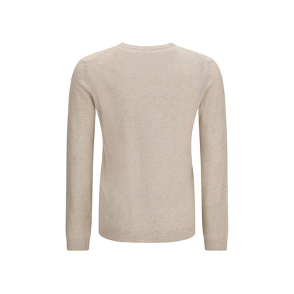 Sweater by Aragona Cashmere for men in cashmere linen & capra leather beige & signature showcases a downtown chic silhouette, artfully finished with a downtown chic and for a sophisticated, high-end look.
