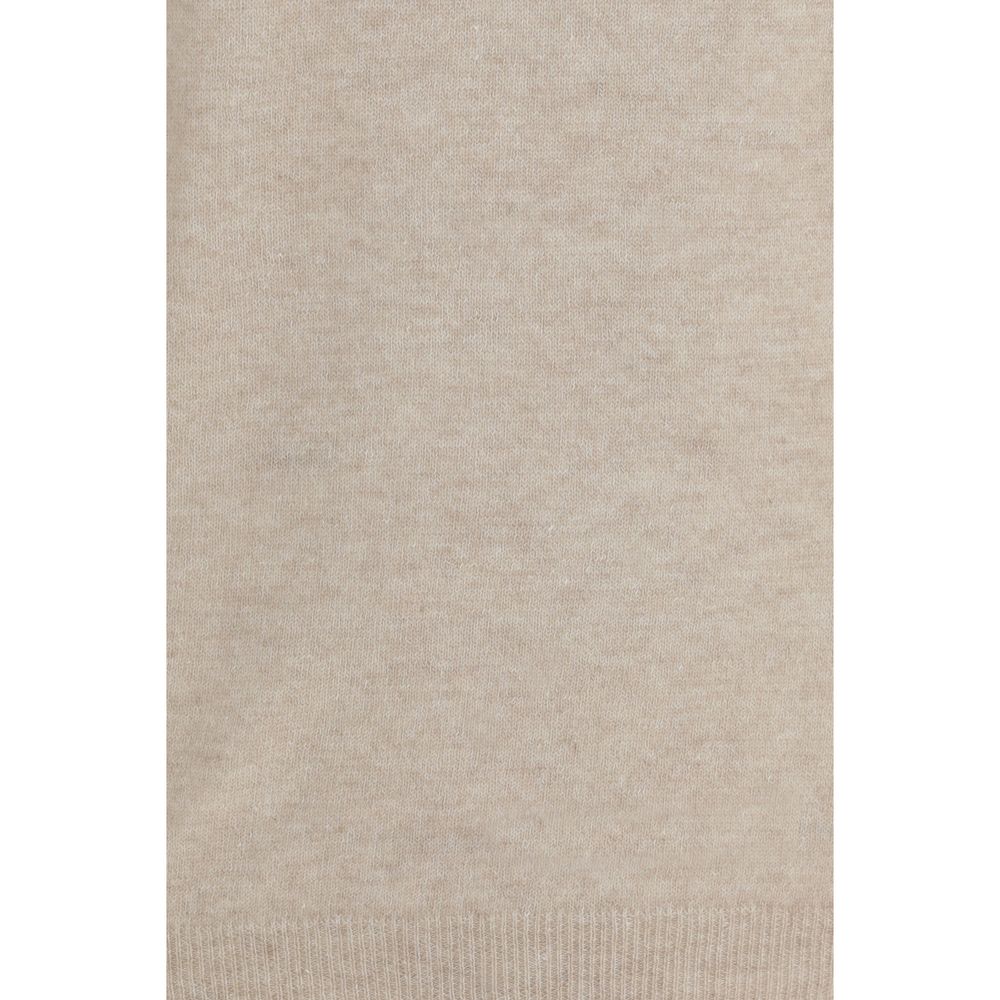 Sweater by Aragona Cashmere for men in cashmere linen & capra leather beige & signature showcases a discreet silhouette, finished with a discreet and for a discreet look.