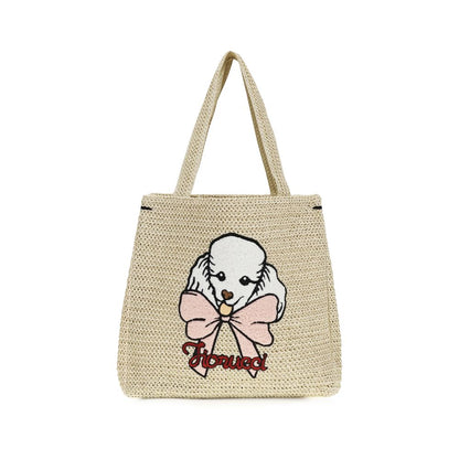 Beach Tote Handbag by Fiorucci for women in raffia cotton & viscose beige & signature features a signature silhouette, showcasing a secure and signature with versatile for a sophisticated look.