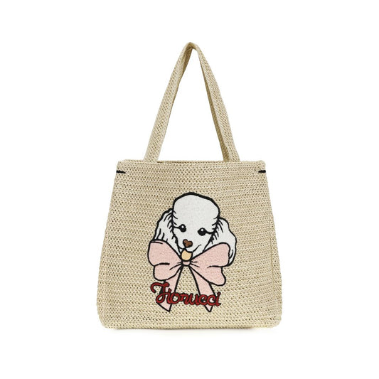 Beach Tote Handbag by Fiorucci for women in raffia cotton & viscose beige & signature features a signature silhouette, showcasing a secure and signature with versatile for a sophisticated look.