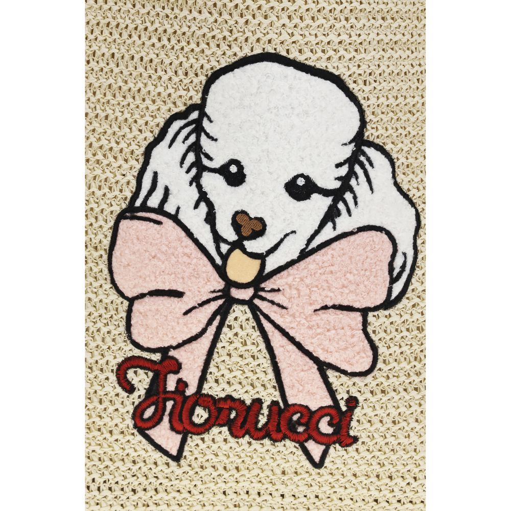 Beach Tote Handbag by Fiorucci for women in raffia cotton & viscose beige & signature presents a ornamental silhouette, showcasing a secure , ample , and versatile for a ornamental finish.