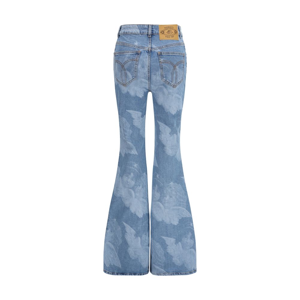 Jeans by Fiorucci for women in denim cotton blue & print features an sophisticated high rise and skinny, flared & slim with a precise long, creating a sophisticated and sophisticated silhouette.