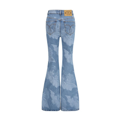 Jeans by Fiorucci for women in denim cotton blue & print features an sophisticated high rise and skinny, flared & slim with a precise long, creating a sophisticated and sophisticated silhouette.